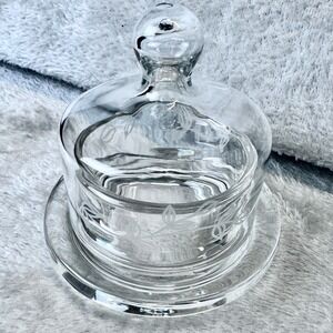 Princess House Baby Cakes Covered Butter Dish Mini Dome Crystal with Plate